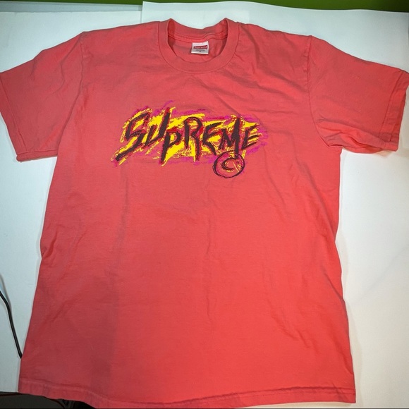 Supreme Other - Supreme Orange Scratch Logo Spell Out Mens Medium Size Tee Short Top